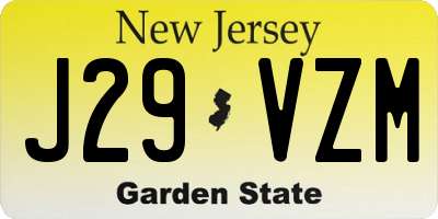 NJ license plate J29VZM
