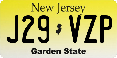 NJ license plate J29VZP