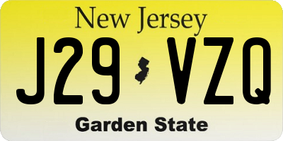 NJ license plate J29VZQ