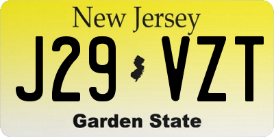 NJ license plate J29VZT