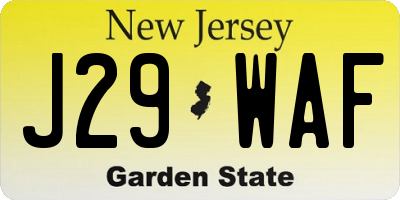 NJ license plate J29WAF
