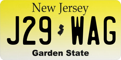 NJ license plate J29WAG