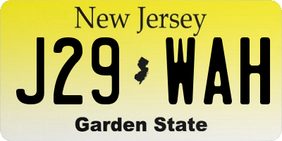 NJ license plate J29WAH