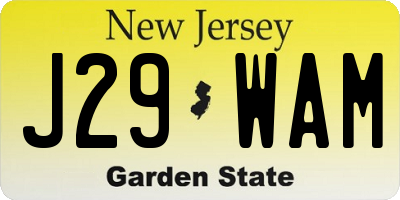 NJ license plate J29WAM
