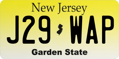 NJ license plate J29WAP