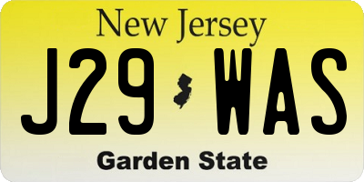 NJ license plate J29WAS
