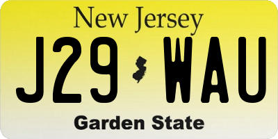 NJ license plate J29WAU