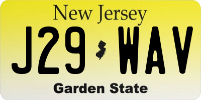 NJ license plate J29WAV