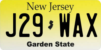 NJ license plate J29WAX
