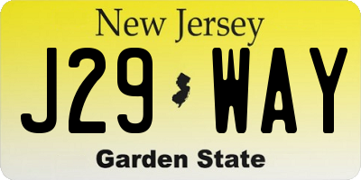 NJ license plate J29WAY
