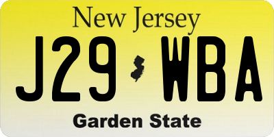 NJ license plate J29WBA