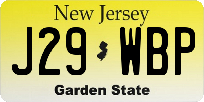 NJ license plate J29WBP