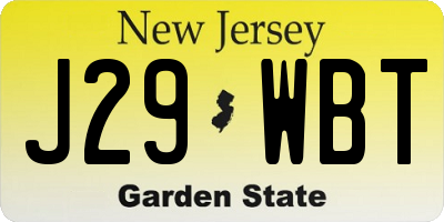 NJ license plate J29WBT