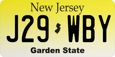 NJ license plate J29WBY