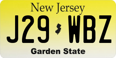 NJ license plate J29WBZ
