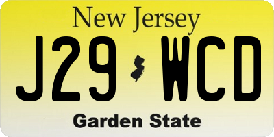 NJ license plate J29WCD