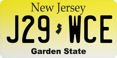 NJ license plate J29WCE
