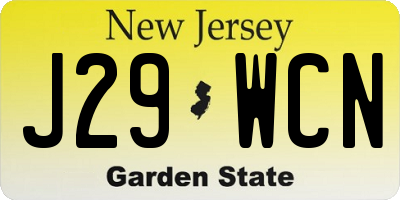 NJ license plate J29WCN