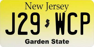 NJ license plate J29WCP