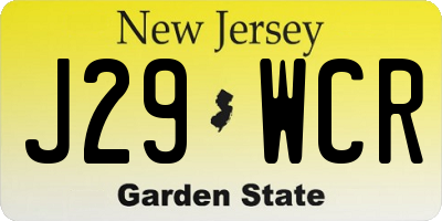 NJ license plate J29WCR