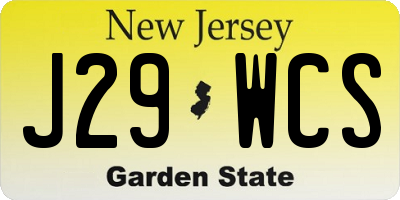 NJ license plate J29WCS