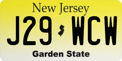 NJ license plate J29WCW
