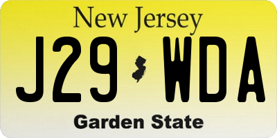 NJ license plate J29WDA