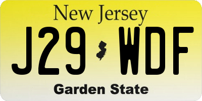 NJ license plate J29WDF