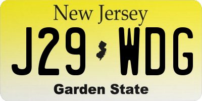 NJ license plate J29WDG