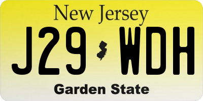 NJ license plate J29WDH