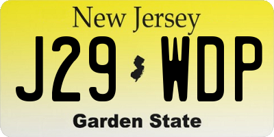 NJ license plate J29WDP