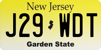 NJ license plate J29WDT