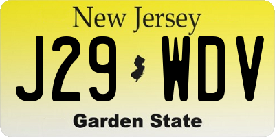 NJ license plate J29WDV