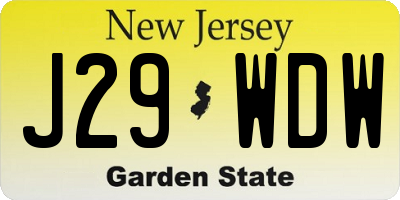 NJ license plate J29WDW