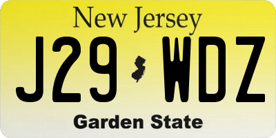 NJ license plate J29WDZ
