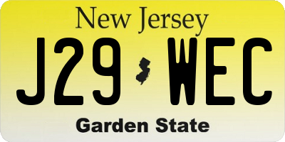 NJ license plate J29WEC