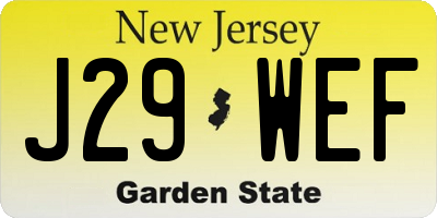 NJ license plate J29WEF