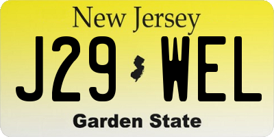 NJ license plate J29WEL