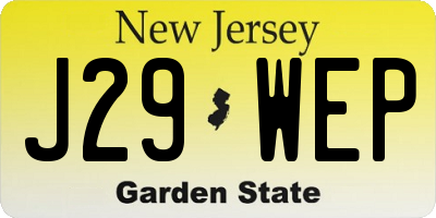 NJ license plate J29WEP