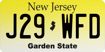 NJ license plate J29WFD