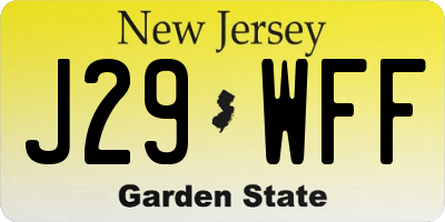 NJ license plate J29WFF