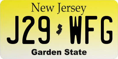 NJ license plate J29WFG
