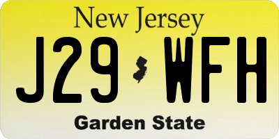 NJ license plate J29WFH