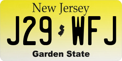 NJ license plate J29WFJ