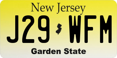NJ license plate J29WFM