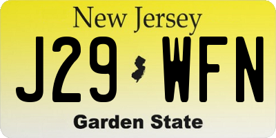 NJ license plate J29WFN