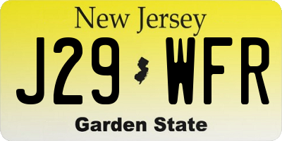 NJ license plate J29WFR