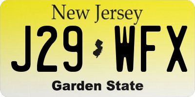 NJ license plate J29WFX