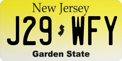 NJ license plate J29WFY
