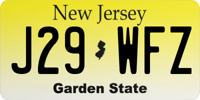 NJ license plate J29WFZ